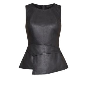 bcbg tori faux leather peplum top